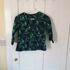 Gapkids girls 3/4 sleeve navy blue print shirt